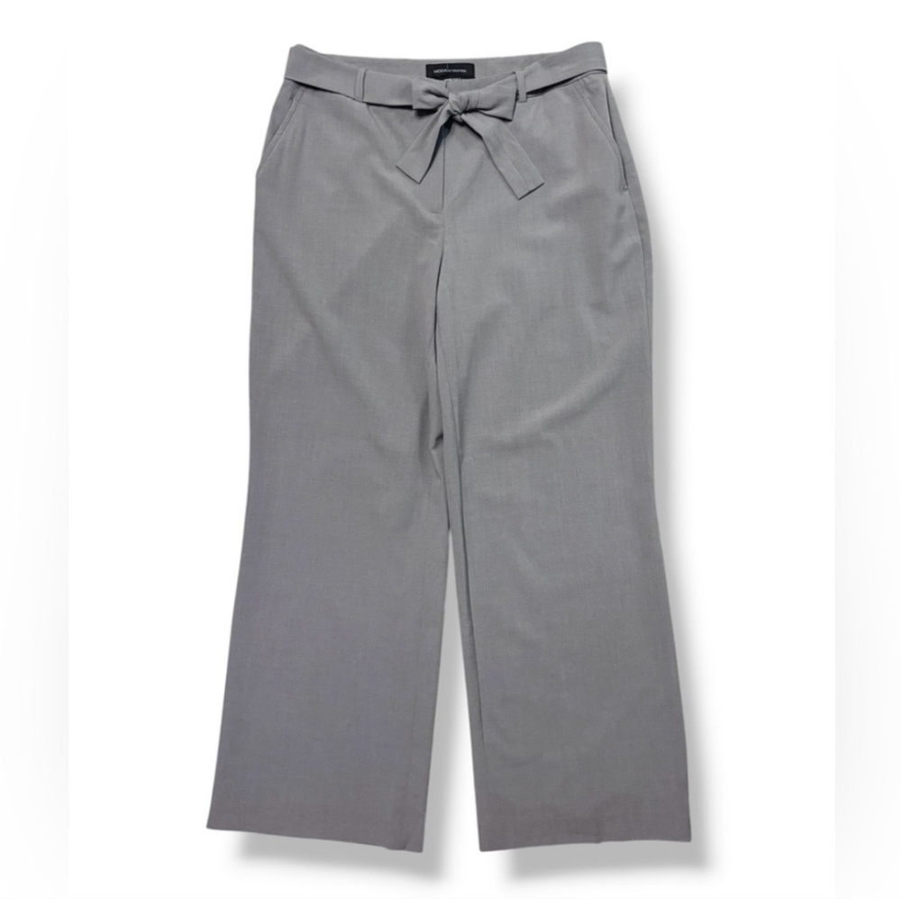 MODA INTERNATIONAL Grey Wide Leg Trousers Fabric Sash Belt The Bridget Fit 12